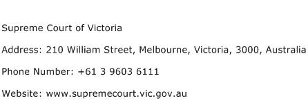 Supreme Court of Victoria Address Contact Number