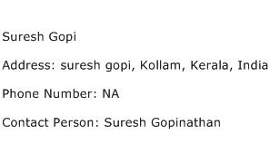 Suresh Gopi Address Contact Number
