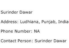 Surinder Dawar Address Contact Number