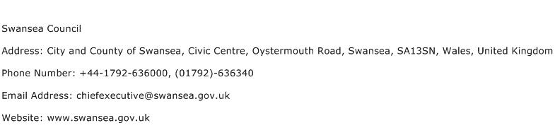 Swansea Council Address Contact Number