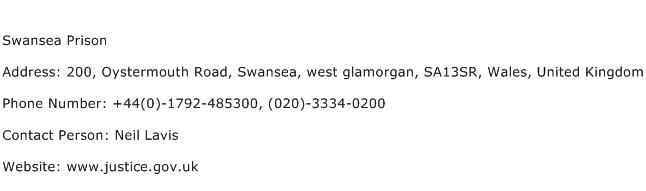 Swansea Prison Address Contact Number