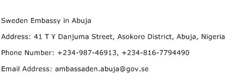 Sweden Embassy in Abuja Address Contact Number