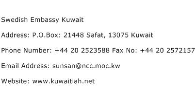 Swedish Embassy Kuwait Address Contact Number