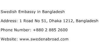 Swedish Embassy in Bangladesh Address Contact Number
