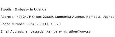 Swedish Embassy in Uganda Address Contact Number