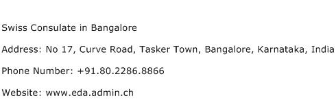 Swiss Consulate in Bangalore Address Contact Number