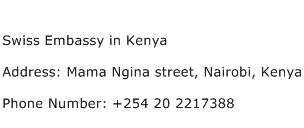 Swiss Embassy in Kenya Address Contact Number