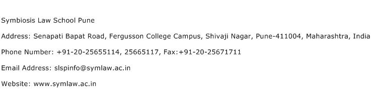 Symbiosis Law School Pune Address Contact Number