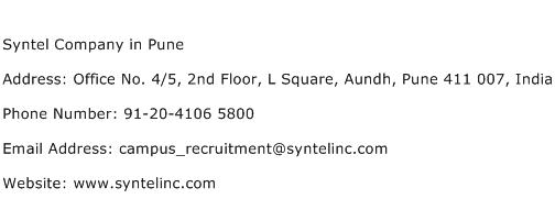 Syntel Company in Pune Address Contact Number