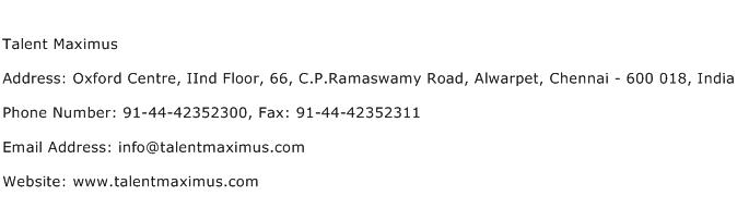 Talent Maximus Address Contact Number