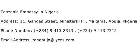 Tanzania Embassy in Nigeria Address Contact Number