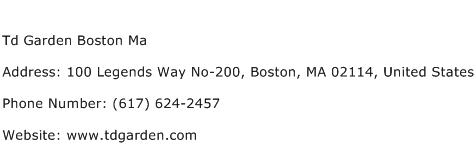 Td Garden Boston Ma Address Contact Number