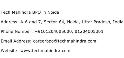 Tech Mahindra BPO in Noida Address Contact Number