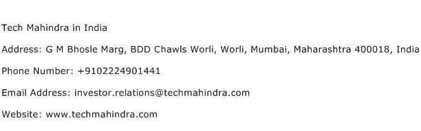 Tech Mahindra in India Address Contact Number