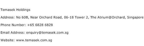 Temasek Holdings Address Contact Number