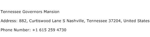 Tennessee Governors Mansion Address Contact Number