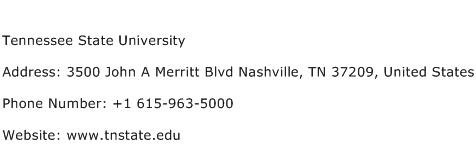 Tennessee State University Address Contact Number