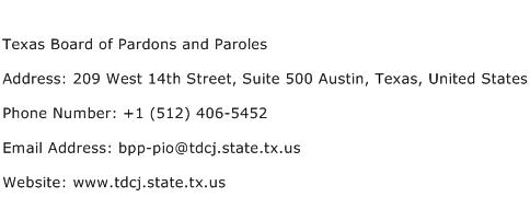 Texas Board of Pardons and Paroles Address Contact Number