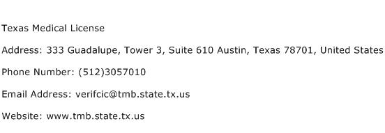 Texas Medical License Address Contact Number