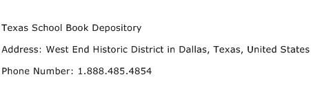Texas School Book Depository Address Contact Number
