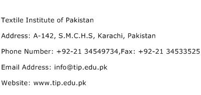 Textile Institute of Pakistan Address Contact Number