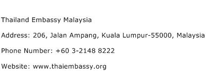 Thailand Embassy Malaysia Address Contact Number