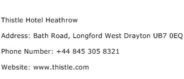 Thistle Hotel Heathrow Address Contact Number