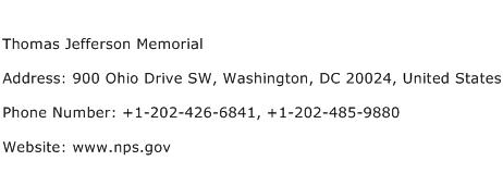 Thomas Jefferson Memorial Address Contact Number