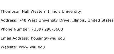 Thompson Hall Western Illinois University Address Contact Number