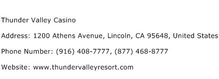 Thunder Valley Casino Address Contact Number