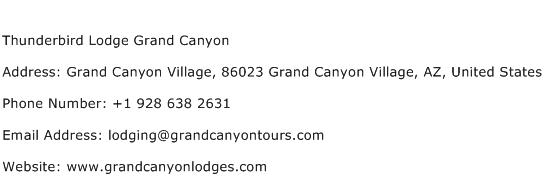 Thunderbird Lodge Grand Canyon Address Contact Number