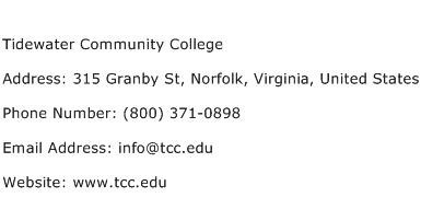 Tidewater Community College Address Contact Number