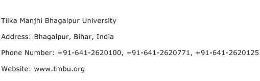 Tilka Manjhi Bhagalpur University Address Contact Number