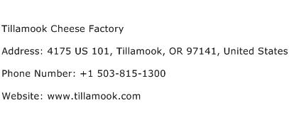 Tillamook Cheese Factory Address Contact Number
