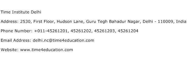 Time Institute Delhi Address Contact Number