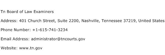 Tn Board of Law Examiners Address Contact Number