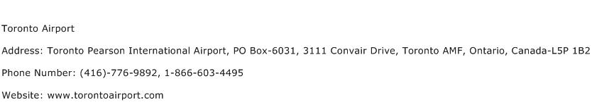 Toronto Airport Address Contact Number