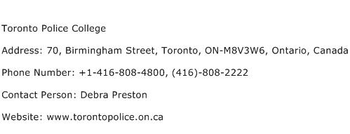 Toronto Police College Address Contact Number