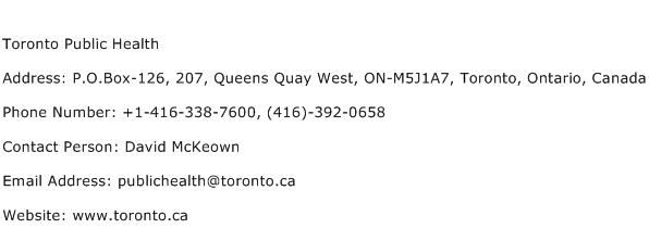 Toronto Public Health Address Contact Number