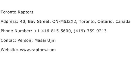 Toronto Raptors Address Contact Number