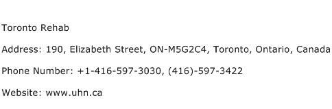 Toronto Rehab Address Contact Number