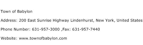 Town of Babylon Address Contact Number