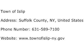 Town of Islip Address Contact Number
