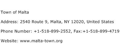 Town of Malta Address Contact Number