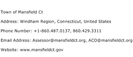 Town of Mansfield Ct Address Contact Number
