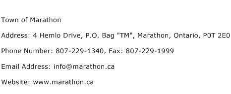 Town of Marathon Address Contact Number