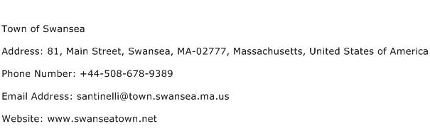 Town of Swansea Address Contact Number