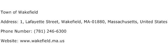 Town of Wakefield Address Contact Number