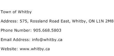 Town of Whitby Address Contact Number