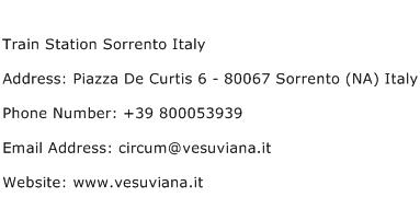 Train Station Sorrento Italy Address Contact Number
